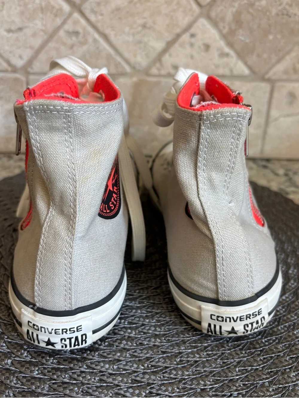 Converse Chuck Taylor All Star Double Tongue Metallic Side-Zip Gray High-Tops.